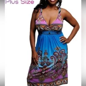 Plus size Women's Summer Dress Retro Paisley Studs 1XL 2XL 3XL